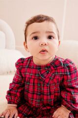 Next Baby % 100 Pamuklu Kırmızı Ekoseli Elbise