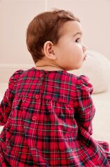 Next Baby % 100 Pamuklu Kırmızı Ekoseli Elbise