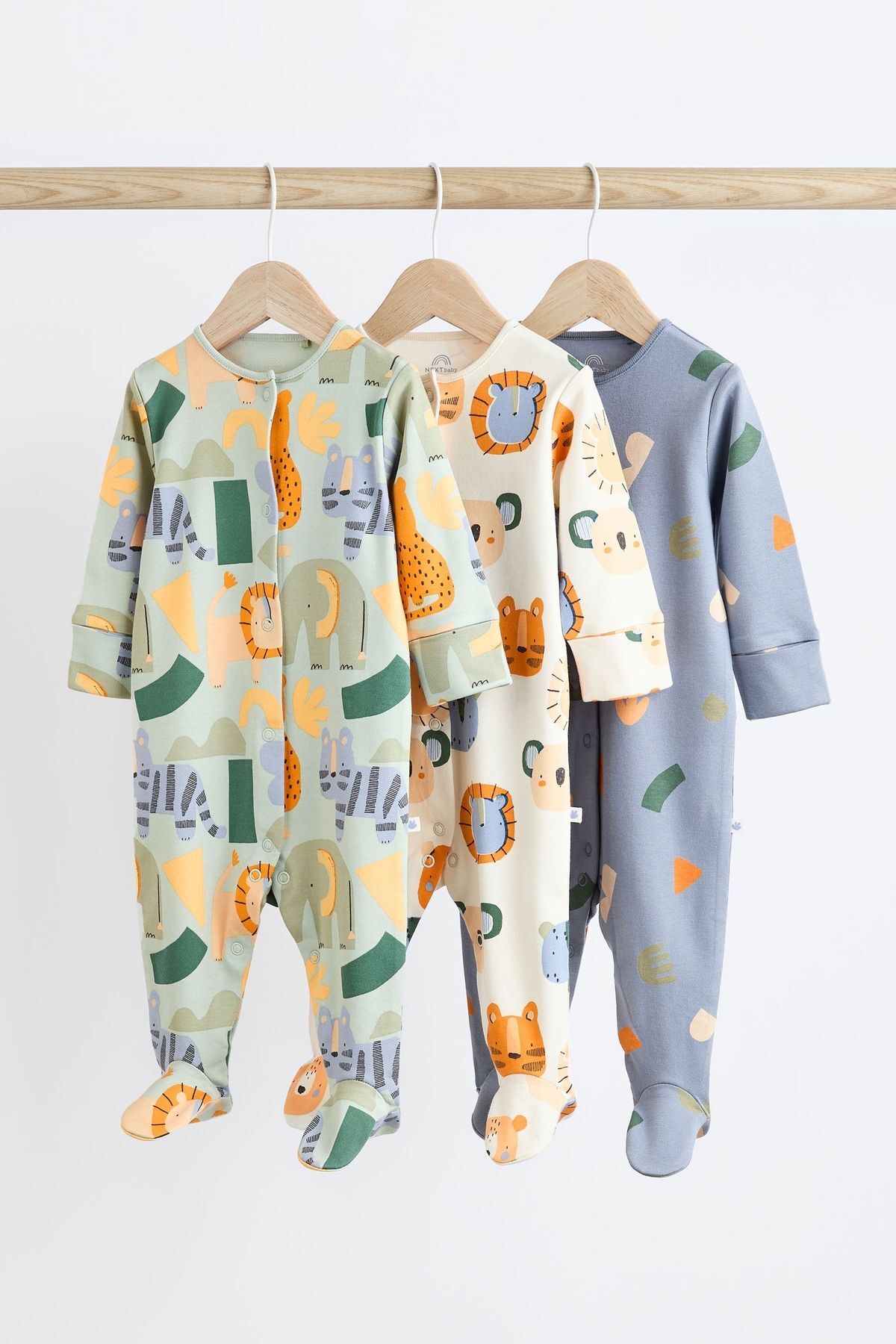 Next Baby % 100 Pamuklu Mint Mavi Hayvan Karakterli 3’lü Tulum Set