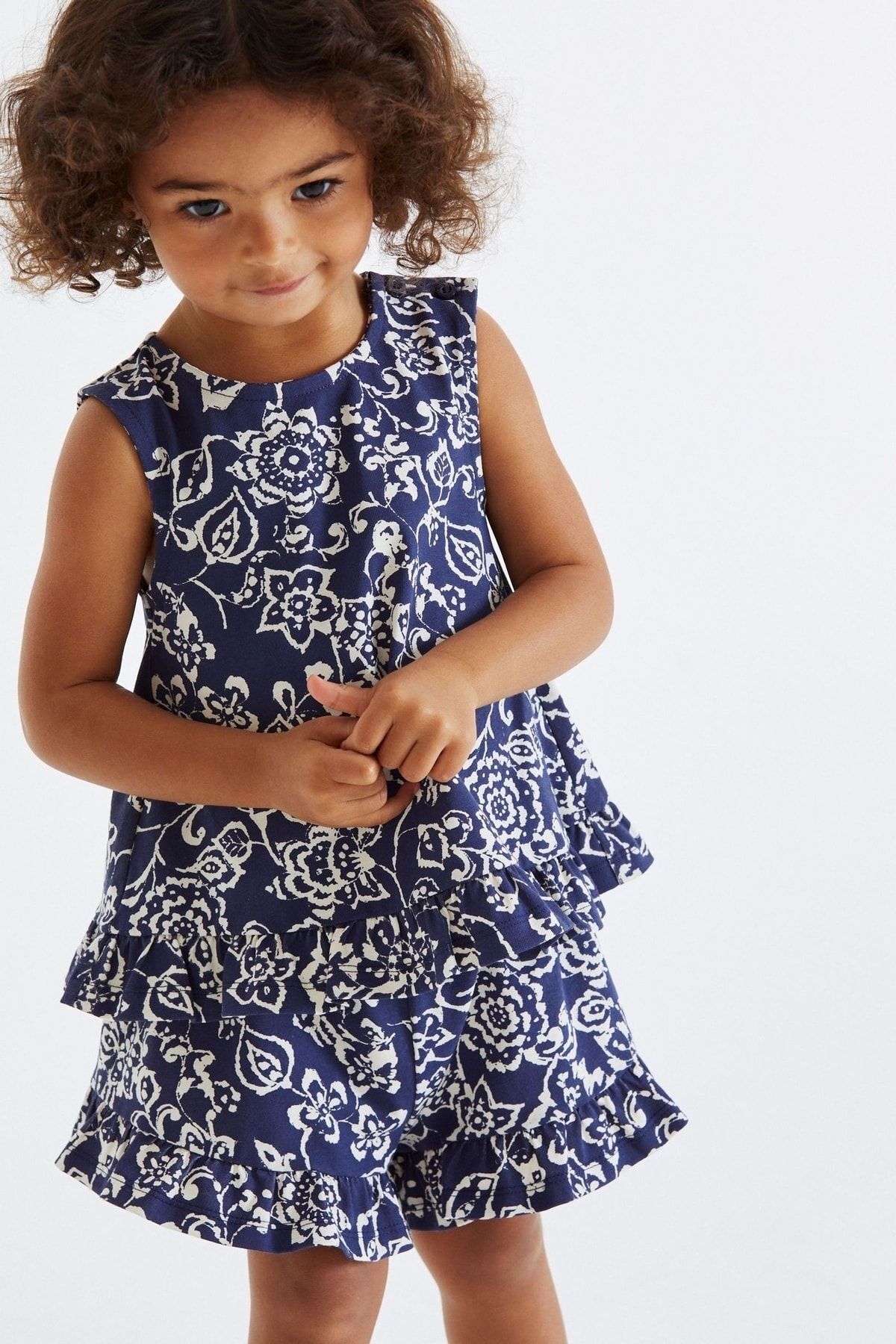 Next Baby % 100 Pamuklu Navy Frill Şorlu Alt Üst Takım