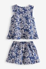 Next Baby % 100 Pamuklu Navy Frill Şorlu Alt Üst Takım