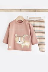 Next Baby % 100 Pamuklu Rust Brown Leon Alt Üst Takım