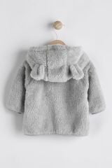 Next Baby Gri Tam Polar Astarlı Kapüşonlu Peluş Ceket