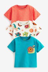 Next Baby % 100 Pamuklu Turuncu Hayvan Desenli 3’lü Body Thsirt Set