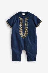 Next Baby Pamuklu Lacivert Nakışlı Bebek Tulum