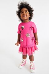 Next Baby Pamuklu Lila Tütülü Parti Elbisesi