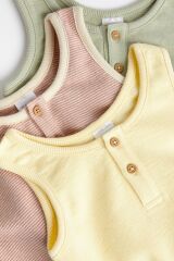 Next Baby % 100 Pamuklu Sarı Yeşil 3’lü Romper Set