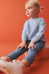 Next Baby Pamuklu Mavi Uzun Kollu Fitilli Alt Üst Takım