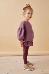 Next Baby Pamuklu Mor Sweatshirt Dantel Detaylı Uzun Kollu Alt Üst Takım