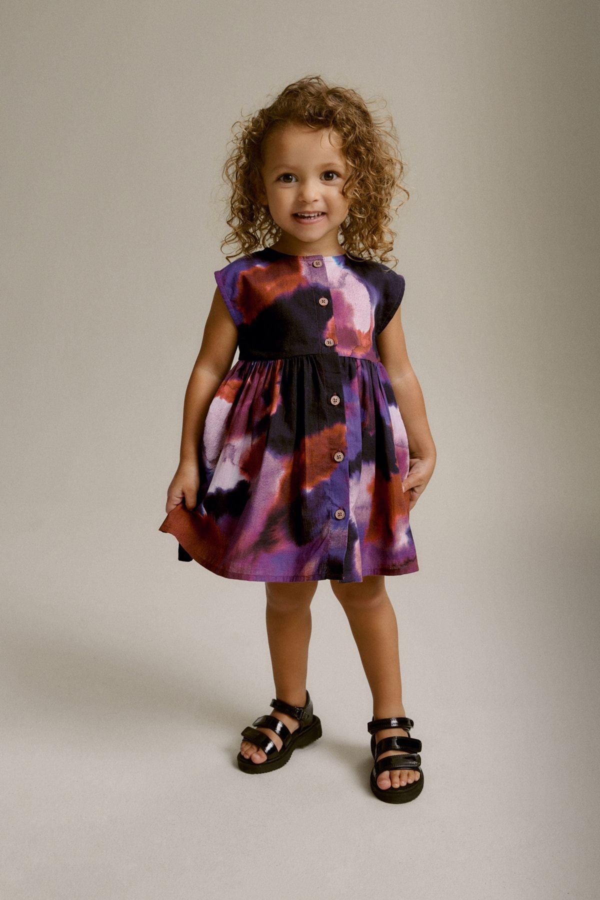 Next Baby % 100 Pamuklu Mor Batik Keten Elbise