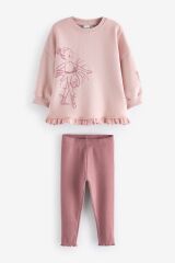 Next Baby Pamuklu Pembe Balerin Desenli Uzun Kollu Alt Üst Takım