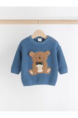 %100 Pamuklu Mavi Teddy Bear Premium Triko Alt Üst Takım