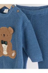 %100 Pamuklu Mavi Teddy Bear Premium Triko Alt Üst Takım