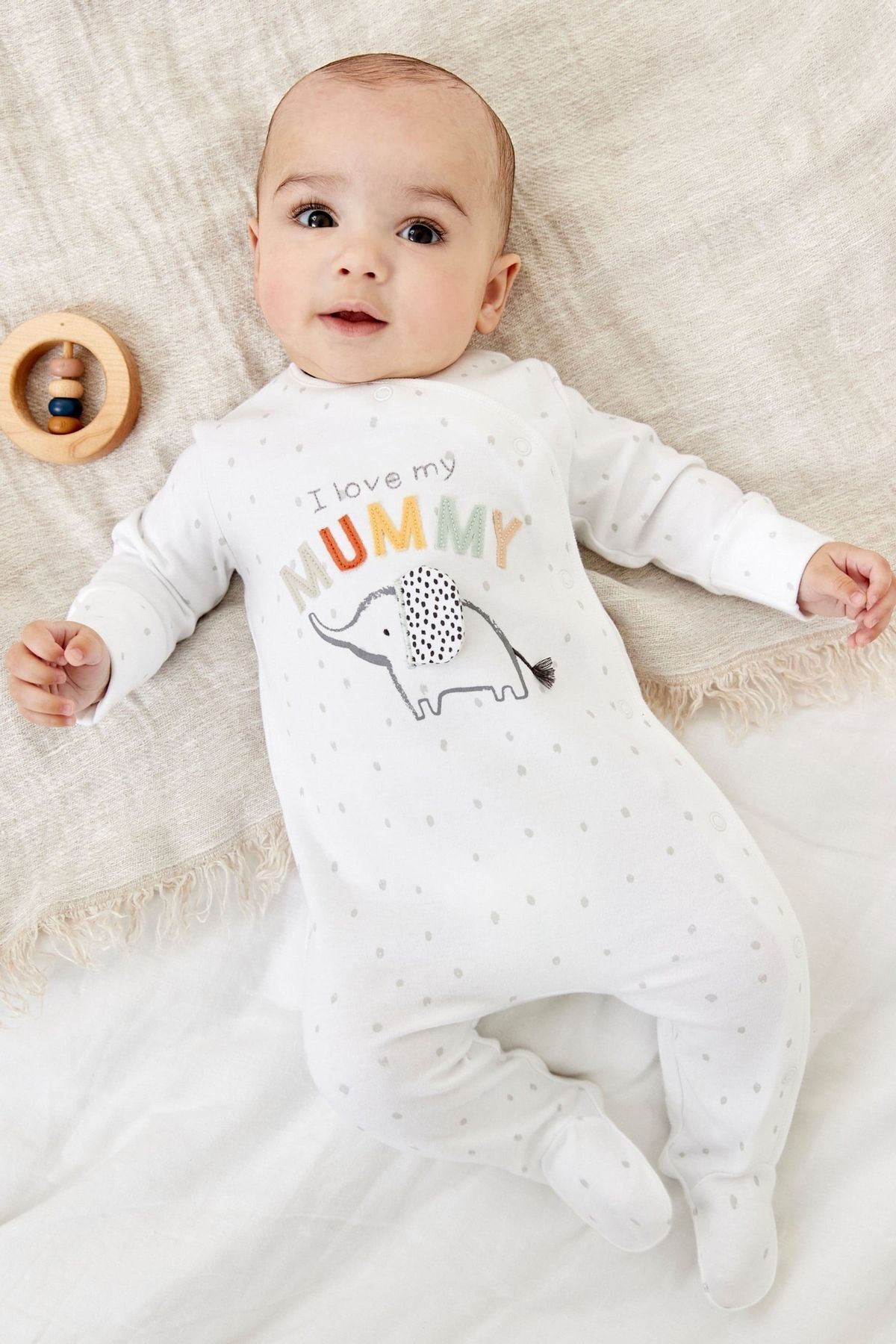 Next Baby % 100 Pamuklu I Love Mummy Baskılı Tulum