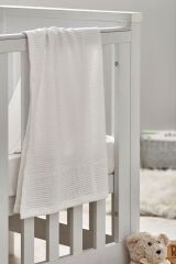 Next Baby % 100 Pamuklu Beyaz Örme Bebek Battaniyesi