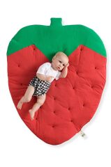 LITTLE DEDI Bebek Ve Çocuk Oyun Halısı, Çok Amaçlı Minder, Aktivite Matı Çilek Kırmızı - 75x100