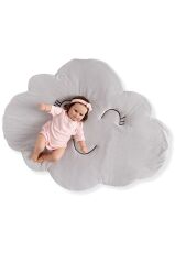 LITTLE DEDI Bebek Ve Çocuk Oyun Halısı, Çok Amaçlı Minder, Aktivite Matı Bulut Gri - 75x100