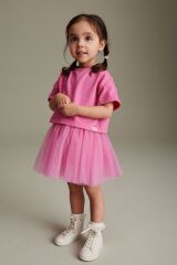 Next Baby Pamuklu Pembe Tshirt Tütü Etek Alt Üst Takım