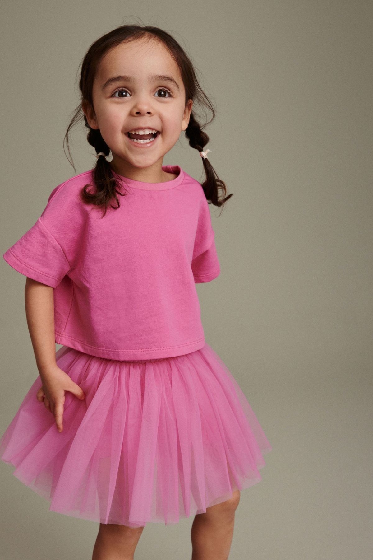 Next Baby Pamuklu Pembe Tshirt Tütü Etek Alt Üst Takım