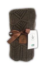 LITTLE DEDI Emily Bebek Çocuk Battaniyesi Model Örgü Desenli Kahverengi - 80x100