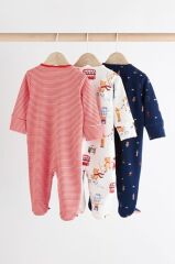 % 100 Pamuklu Kırmızı Mavi Londra Desenli 3'lü Tulum Set