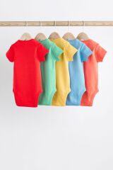 Next Baby % 100 Pamuklu Parlak Renkler Kısa Kollu 5’li Body Zıbın Set