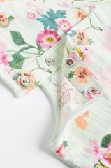 % 100 Pamuklu Leylak Moru Çiçek Desenli 3’lü Romper Set