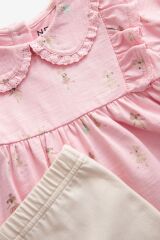 Next Baby % 100 Pamuklu Pembe Fare Desenli Kısa Kollu Taytlı Alt Üst Takım