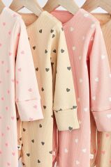 %100 Organik Pamuklu Pembe Kalp Desenli 4’lü Uyku Tulumu Set ALY01322