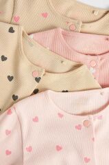 %100 Organik Pamuklu Pembe Kalp Desenli 4’lü Uyku Tulumu Set ALY01322