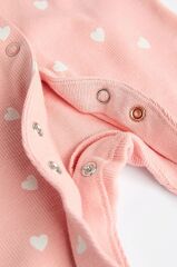 %100 Organik Pamuklu Pembe Kalp Desenli 4’lü Uyku Tulumu Set ALY01322