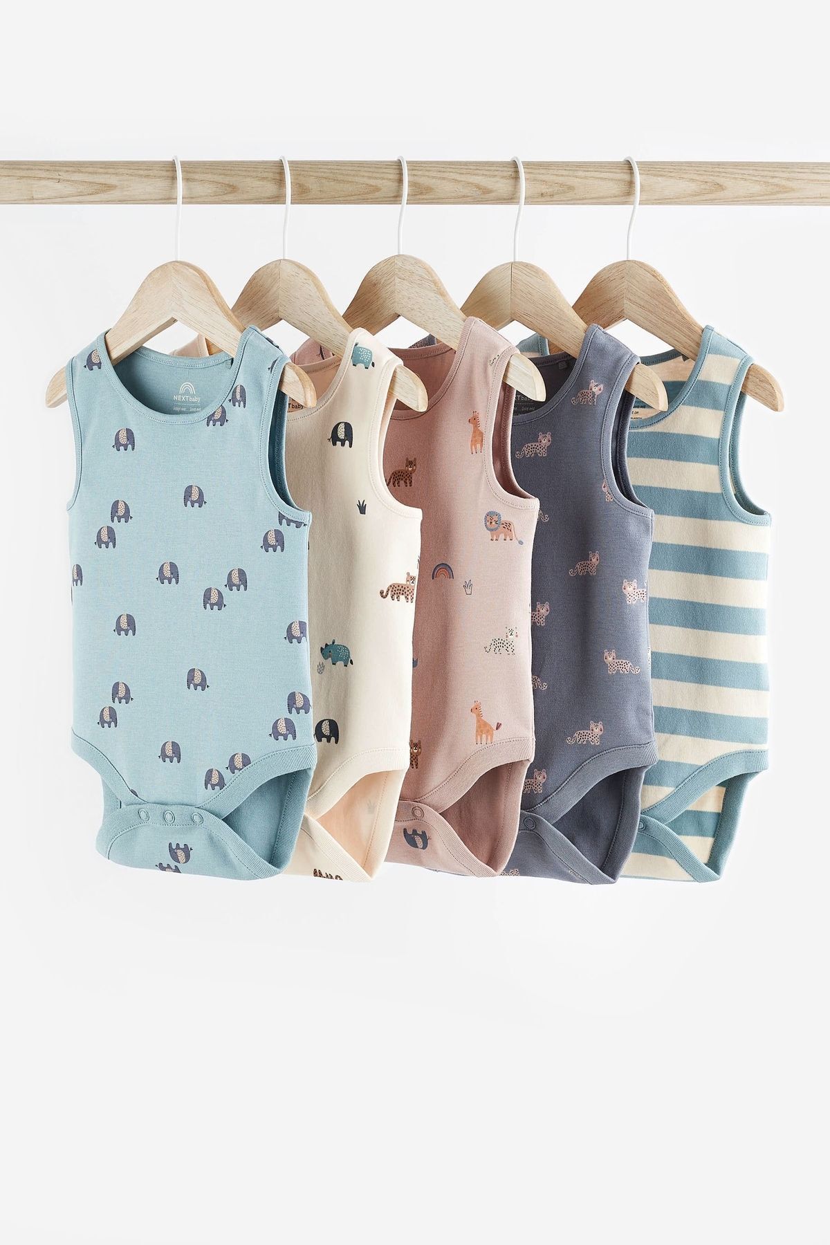 Next Baby % 100 Pamuklu Deniz Mavisi Kolsuz 5’li Body Zıbın Set
