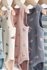 Next Baby % 100 Pamuklu Deniz Mavisi Kolsuz 5’li Body Zıbın Set