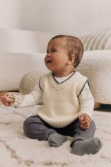 Next Baby Pamuklu KremTriko   Süeter Body Zıbın Tayt 3'lü  Alt Üst Takım