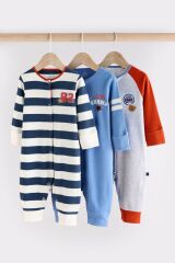 Next Baby % 100 Pamuklu Lacivert Çizgili 3'lü Tulum Set