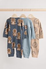 Next Baby % 100 Pamuklu Lacivert Aslan Desenli 3'lü Tulum Set