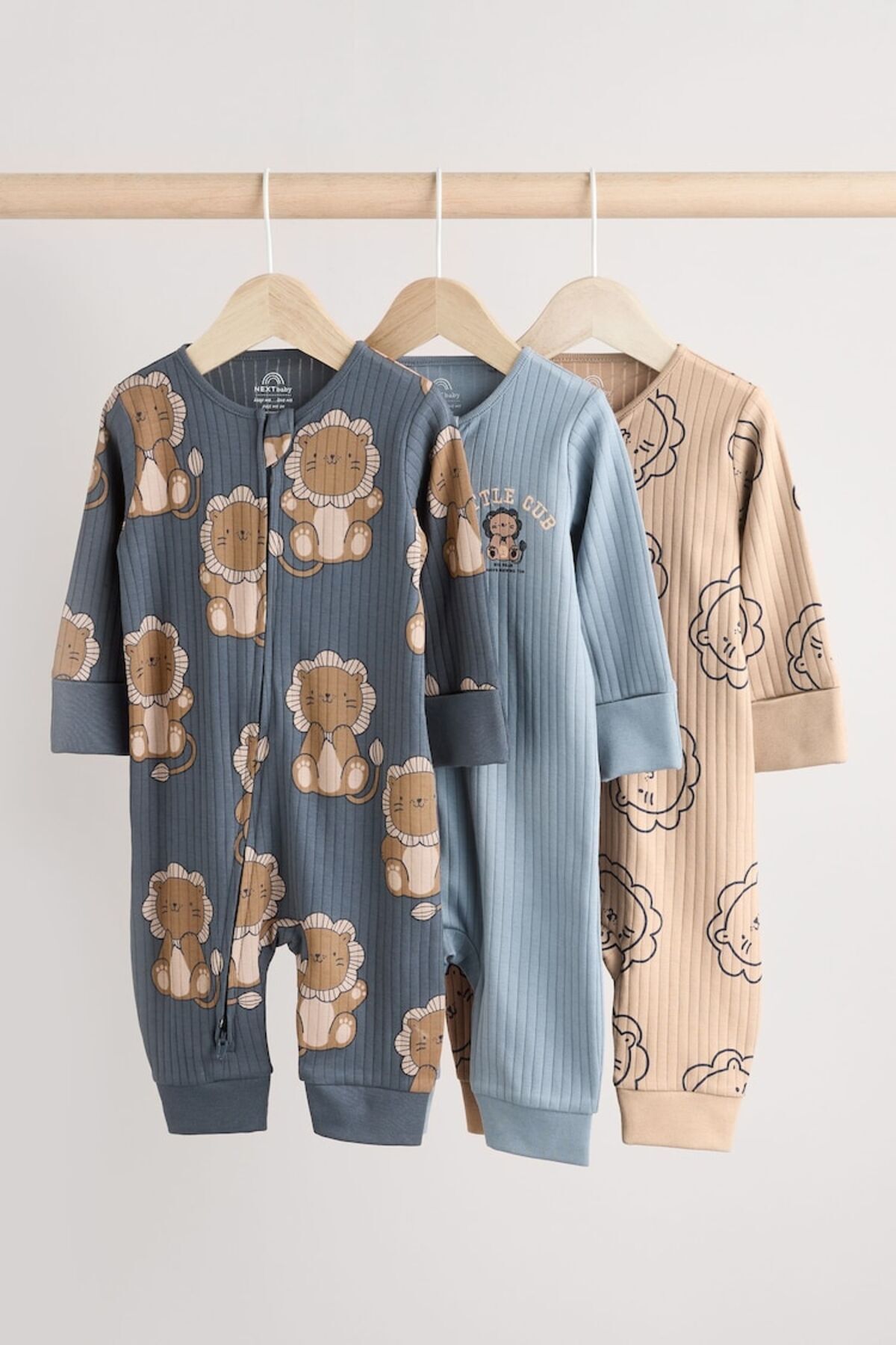 Next Baby % 100 Pamuklu Lacivert Aslan Desenli 3'lü Tulum Set