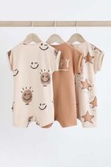 Next Baby Pamuklu Krem Yıldız Desenli 3’lü Romper Set