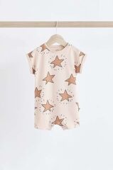 Next Baby Pamuklu Krem Yıldız Desenli 3’lü Romper Set