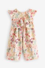 Next Baby Pembe Çiçek Desenli Fırfırlı Tulum