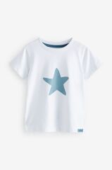 Next Baby %100 Pamuklu Mavi Kısa Kollu Mülin Gömlek Şort % 100 Pamuklu Thsirt 3’lü Set