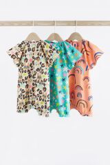 Next Baby % 100 Pamuklu Blue Orange Animal Print 3’lü Romper Set