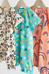 Next Baby % 100 Pamuklu Blue Orange Animal Print 3’lü Romper Set