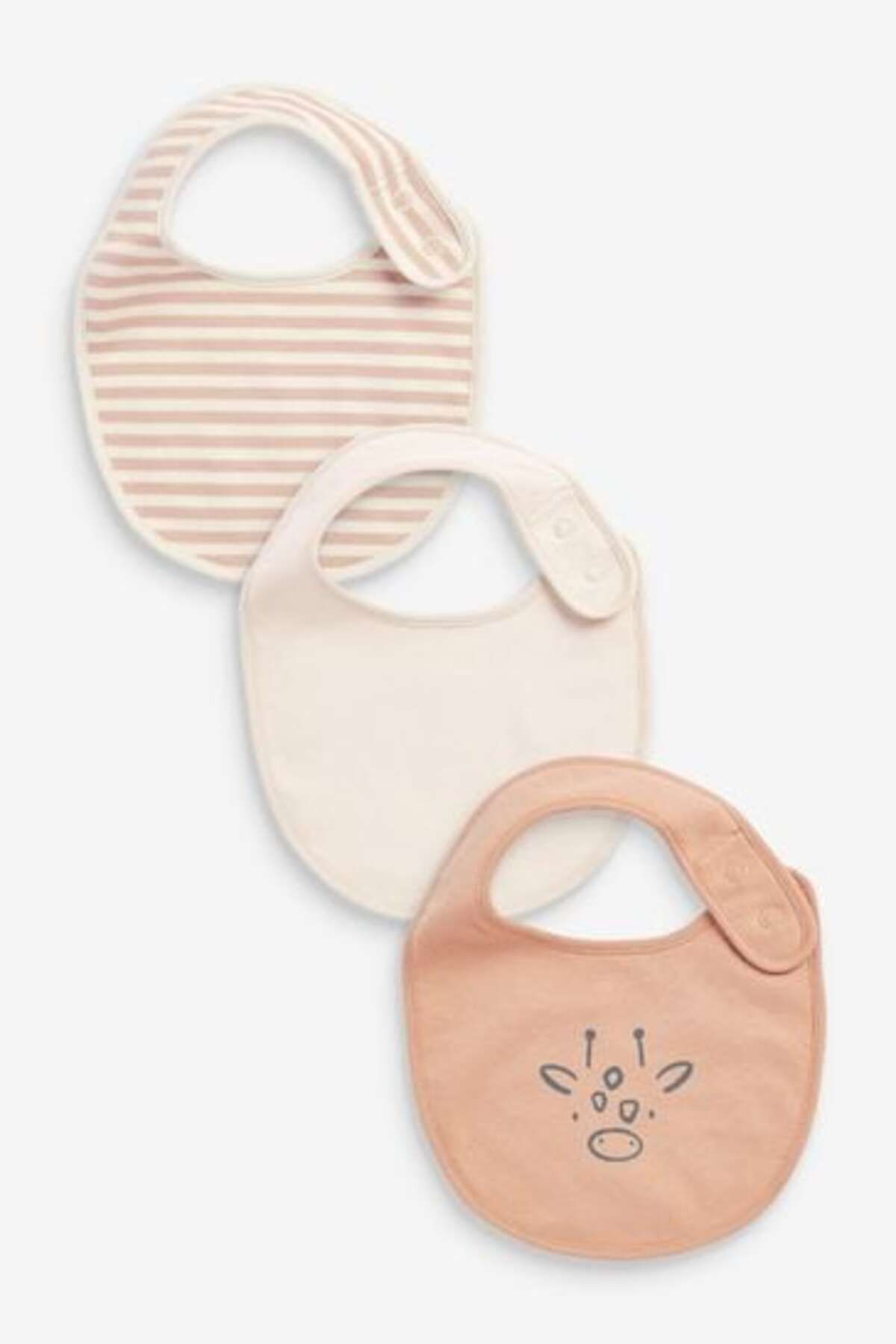 Next Baby %100 Pamuklu Krem Kahve Animal 3'lü Mama Önlüğü