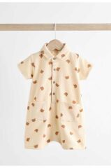% 100 Pamuklu Lacivert Krem Polo Yaka 2’li Romper Set