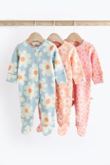 Next Baby % 100 Pamuklu Pembe Papatya Desenli 3’lü Tulum Set