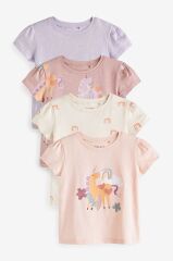 % 100 Pamuklu Pembe Unicorn Desenli 4’lü Taytlı Alt Üst Takım