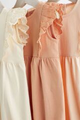 Next Baby Pamuklu Pink Cream Broderie 3’lü Romper Set
