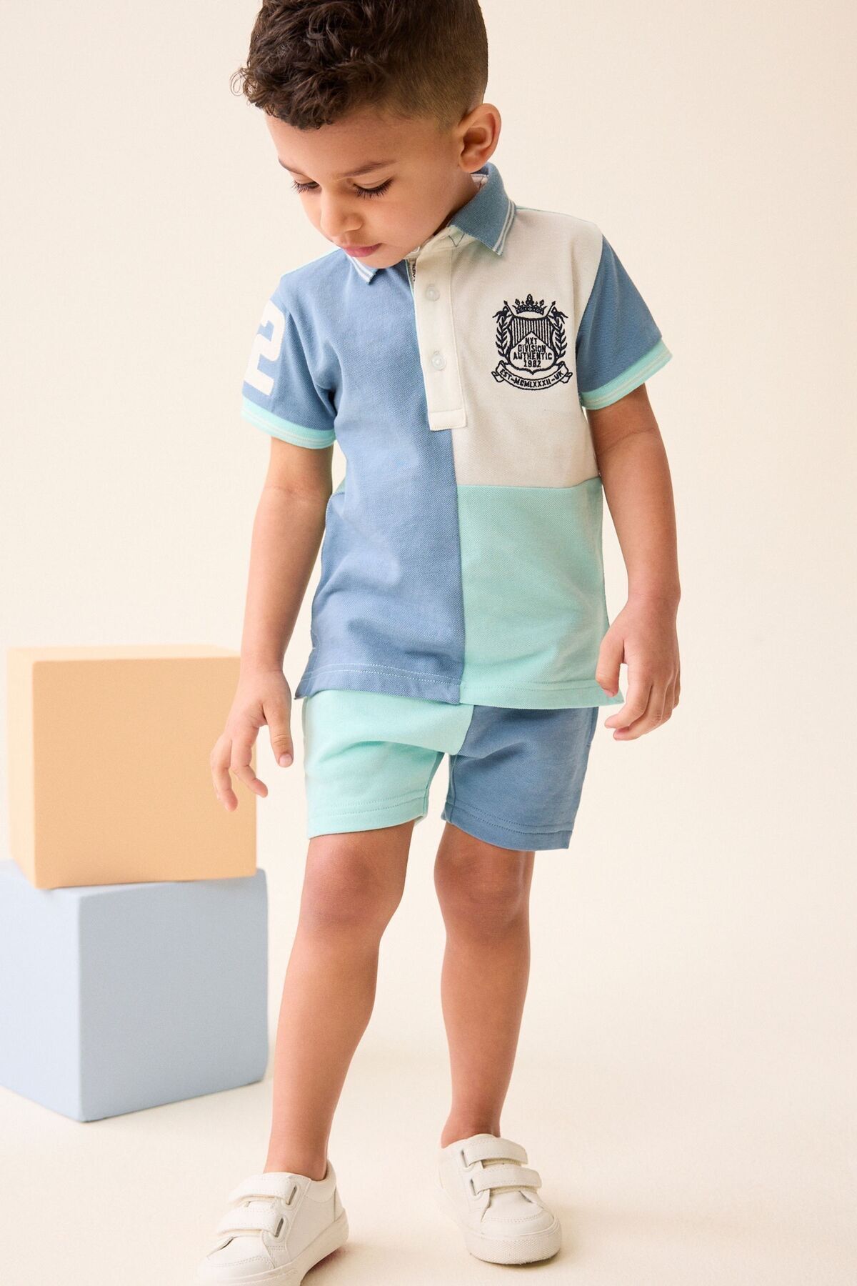 Next Baby Pamuklu Colorblok Polo Yaka Kısa Kollu Alt Üst Takım