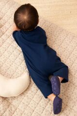 Pamuklu Lacivert Nakışlı Bebek Tulum